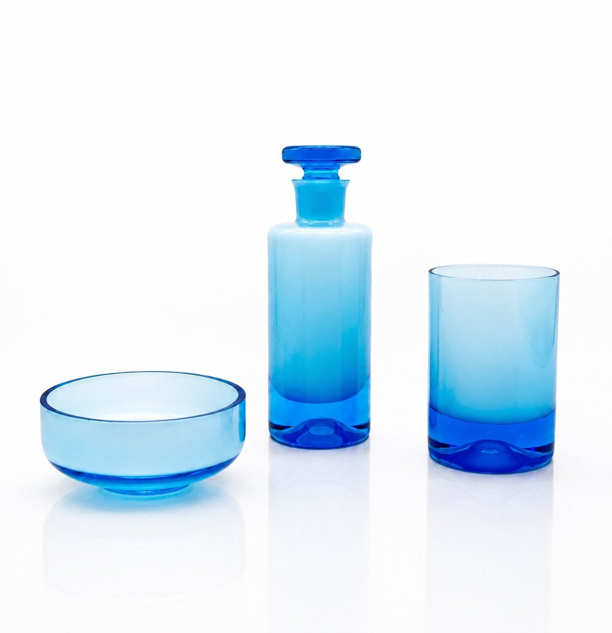 Service de toilette,Verre soufflé bleu,Style Murano,1950-60, Antiquités & Art, Enlèvement ou Envoi
