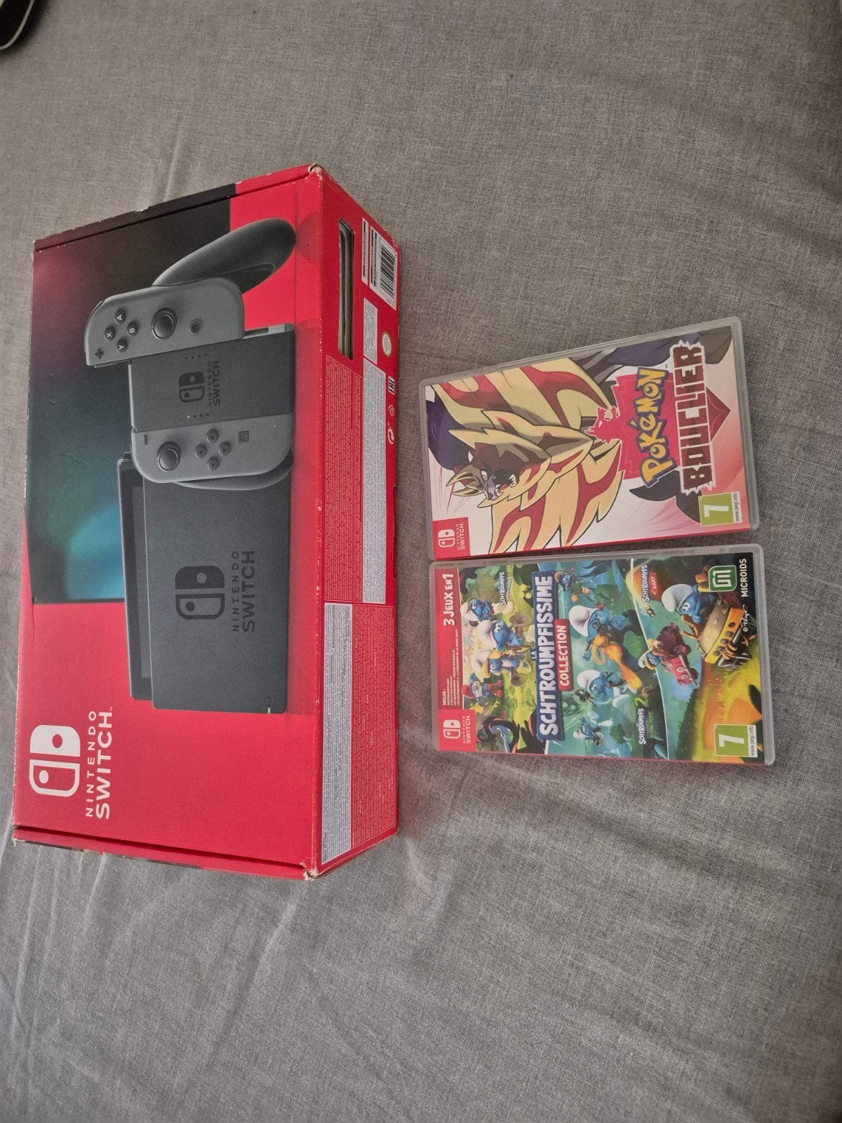 Console Nintendo switch pokemon les stroumphs, Enlèvement ou Envoi, Switch Original, Avec 2 manettes, Avec jeux
