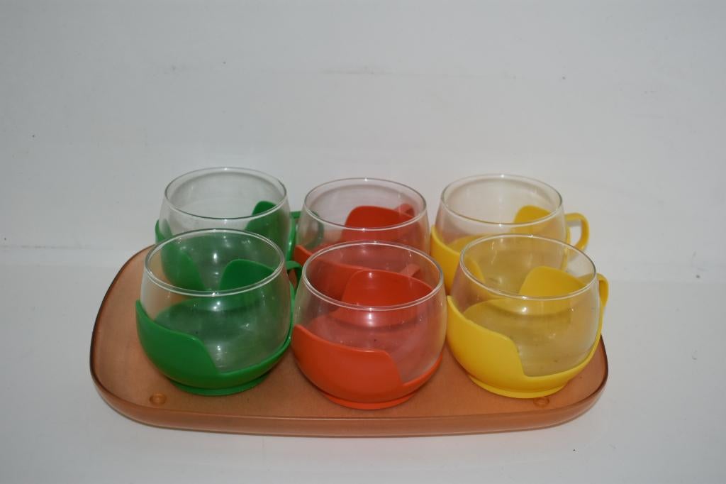 Vintage theeglazen met gekleurde houders, Ophalen of Verzenden