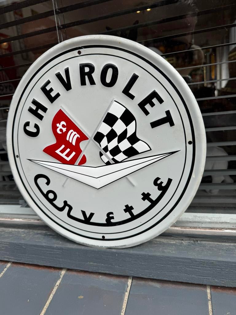 Chevrolet Corvette oud reclame bordje, Ophalen of Verzenden, Gebruikt, Reclamebord