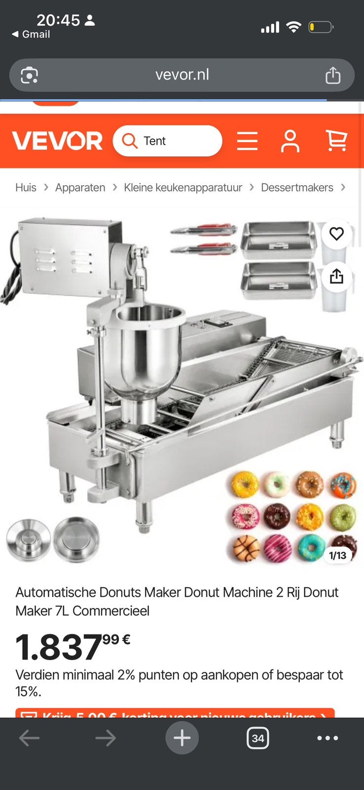 Automatisch donut/smoutebollen machine., Enlèvement, Comme neuf