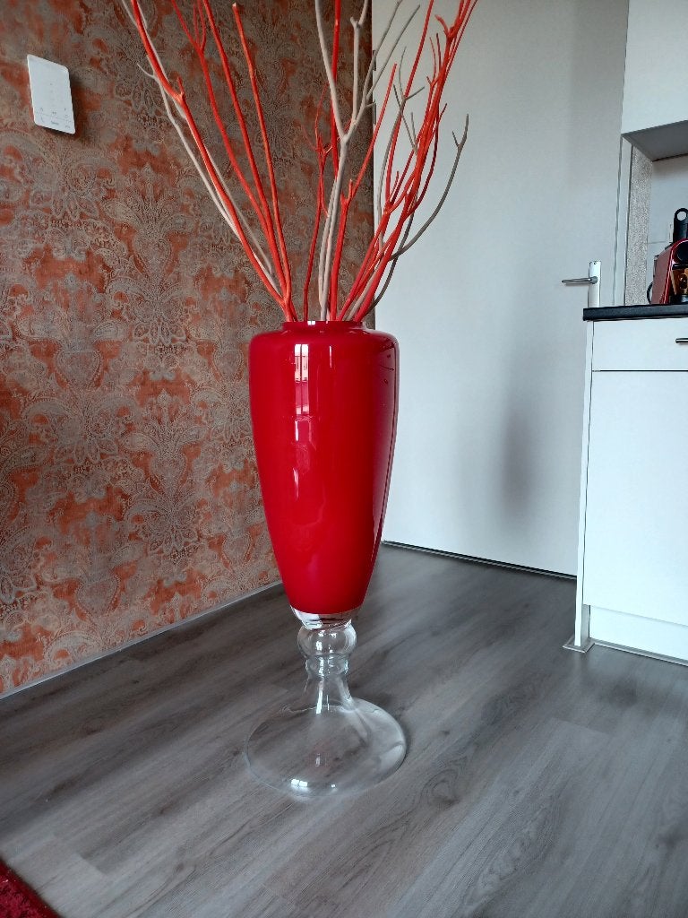 prachtige grote exclusieve design vaas rood italie / Milano, Ophalen, Handgemaakt, Nieuw, Glas