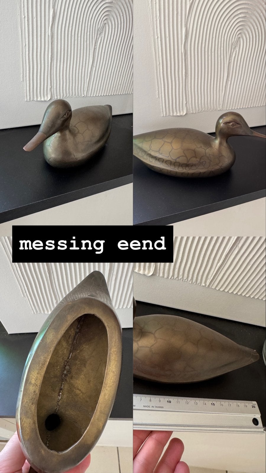 Elément déco vintage canard en laiton, Enlèvement
