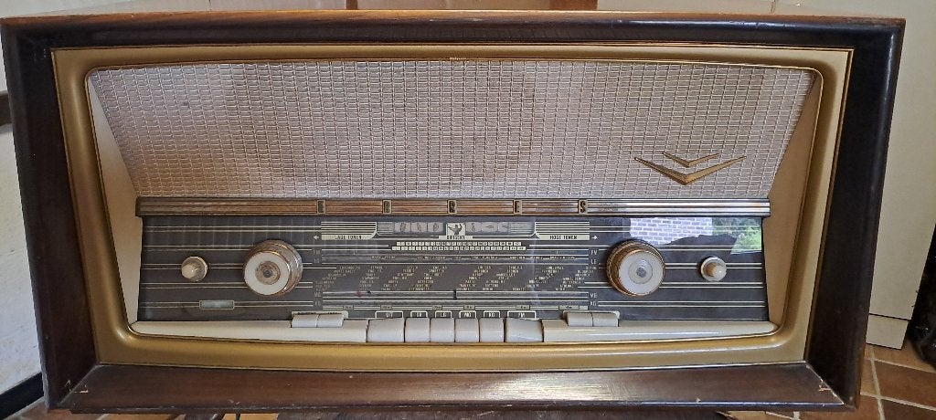 ERRES KY1711 Buizenradio Jaren 50/60 – Vintage Houten Kast, Ophalen, Gebruikt, Radio