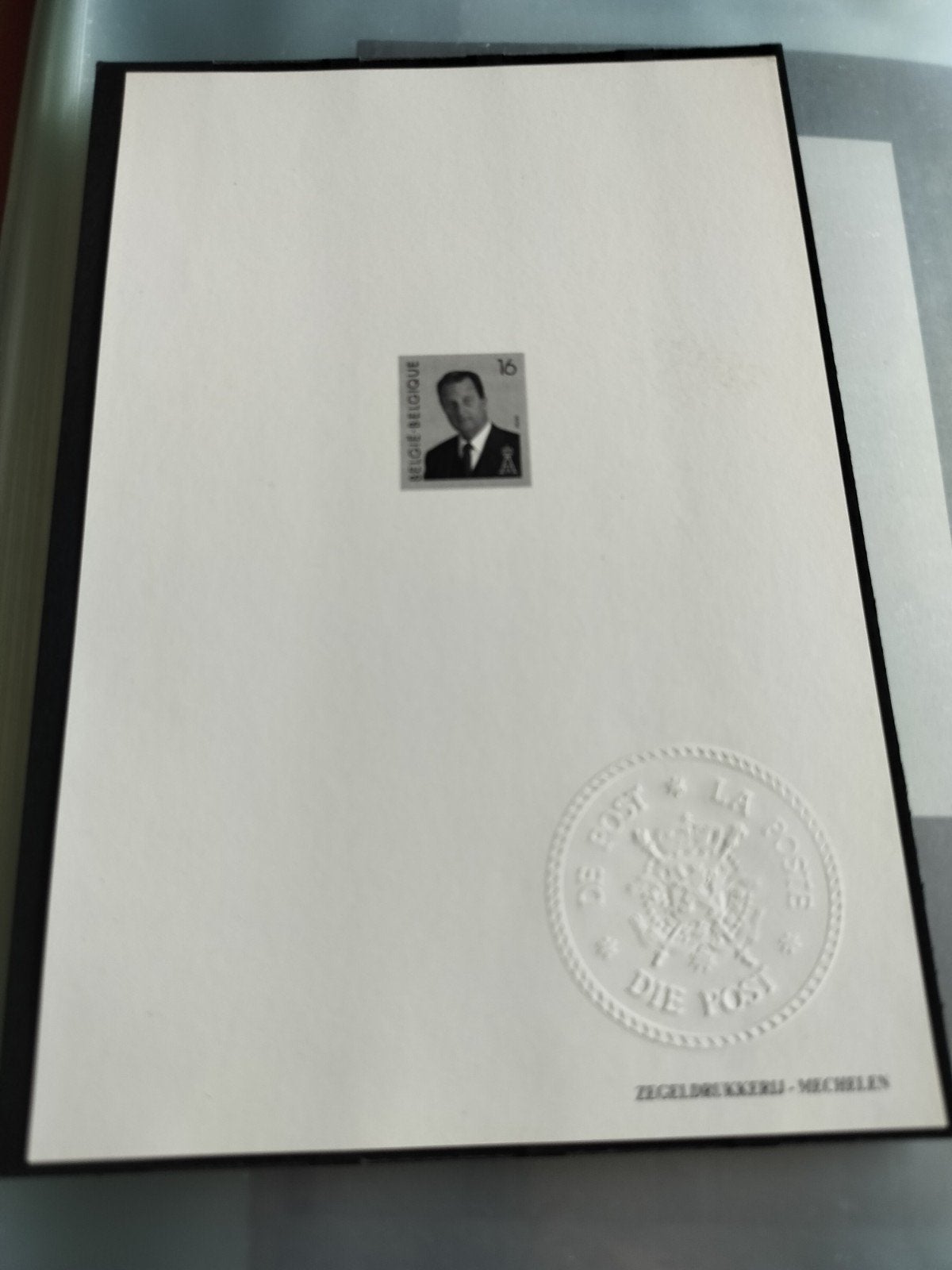 Zwartdruk zegel Koning Albert iI 1993 droogstempel De Post., Verzenden