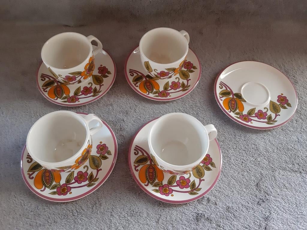 Vintage Boch Bali mokken en schoteltjes v1, Antiek en Kunst, Ophalen of Verzenden