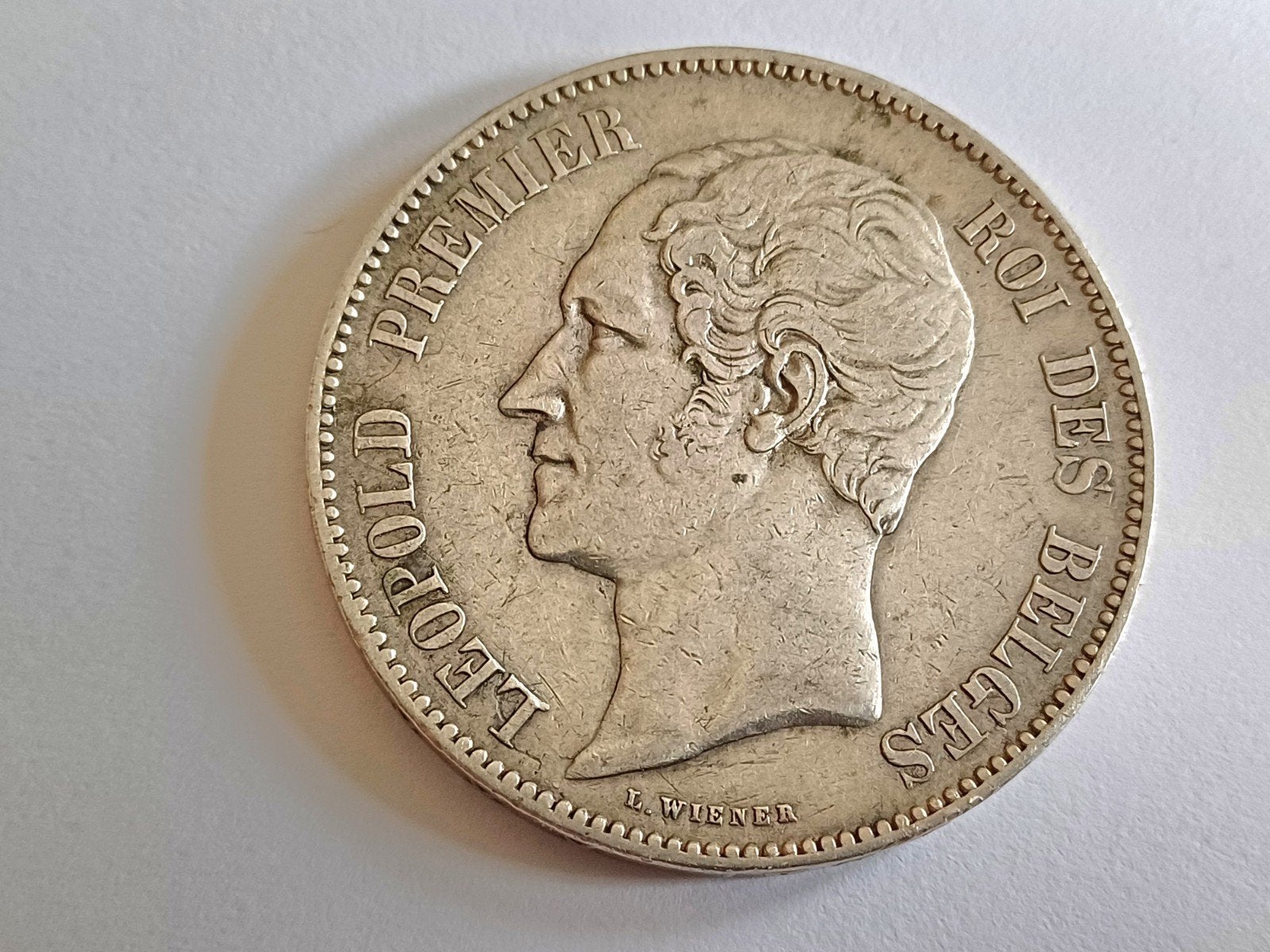 BELGIQUE 5 FRANCS 1852 LÉOPOLD I EN ARGENT, Timbres & Monnaies, Enlèvement ou Envoi, Monnaie en vrac, Argent, Argent