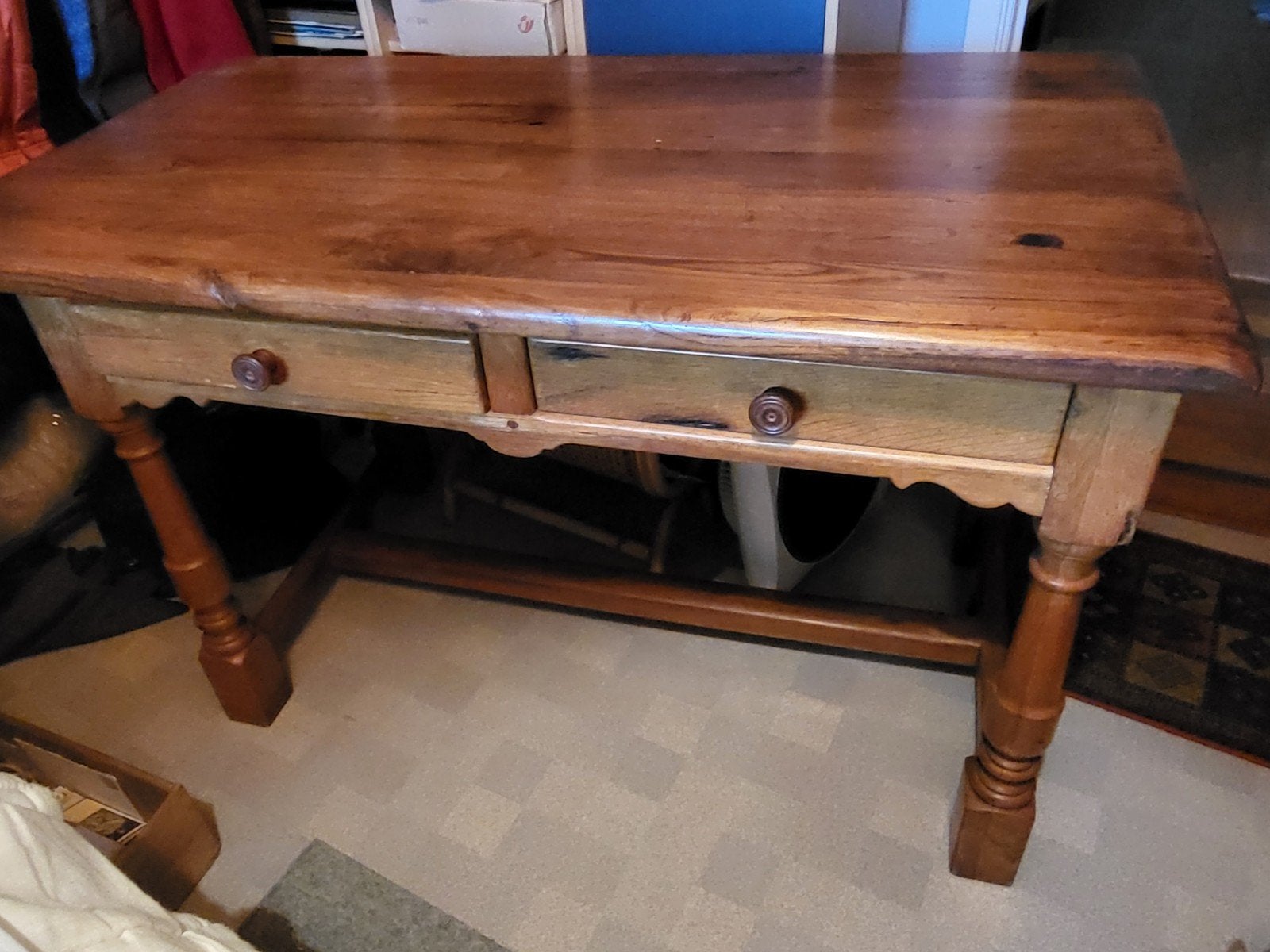 Amtieke eiken bureautafel en boekenplank, Antiek en Kunst, Ophalen