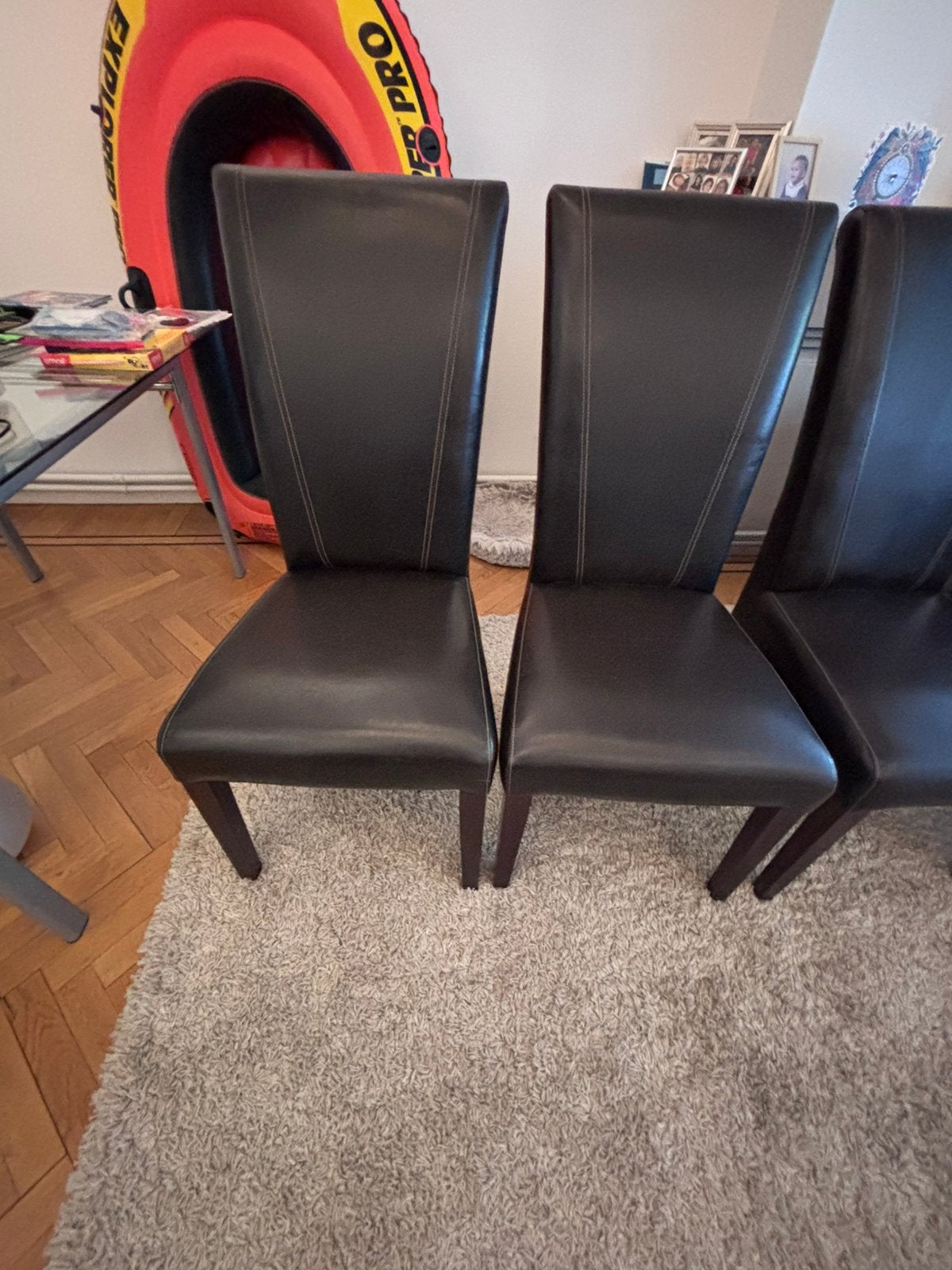 Bruine leren stoelen, Huis en Inrichting, Stoelen, Ophalen, Gebruikt, Bruin, Leer