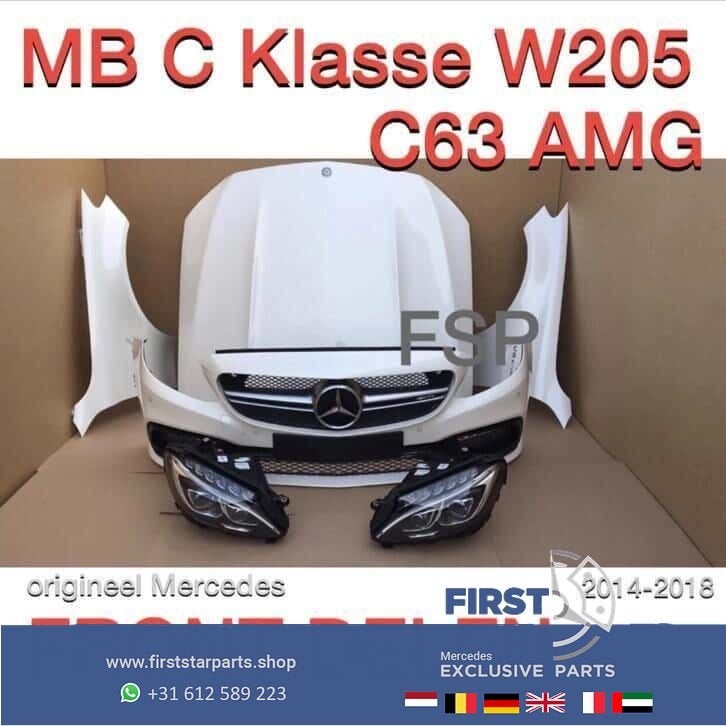 W205 C63 AMG Voorbumper Motorkap Koplampen Front onderdelen, Utilisé, -, Avant, -