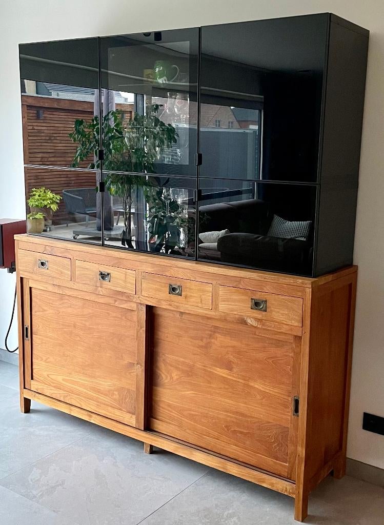 Dressoir teakhout, Huis en Inrichting, Kasten | Dressoirs, Ophalen, Gebruikt, Met deur(en), 150 tot 200 cm