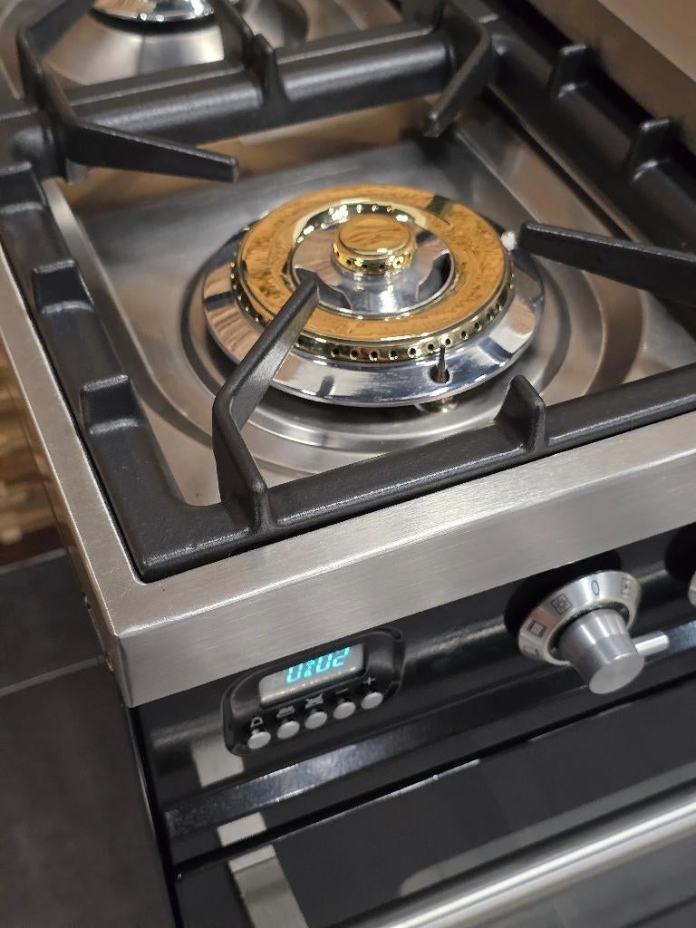 🔥Luxe Fornuis Boretti 90cm hoogglans zwart + rvs 2 ovens, Ophalen, 60 cm of meer, Zo goed als nieuw, Energieklasse A of zuiniger