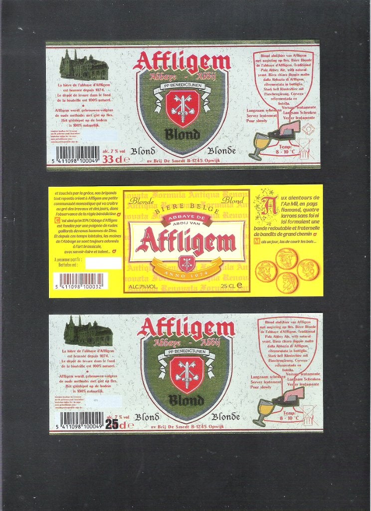 Bieretiketten 3 x Affligem - 004, Ophalen of Verzenden