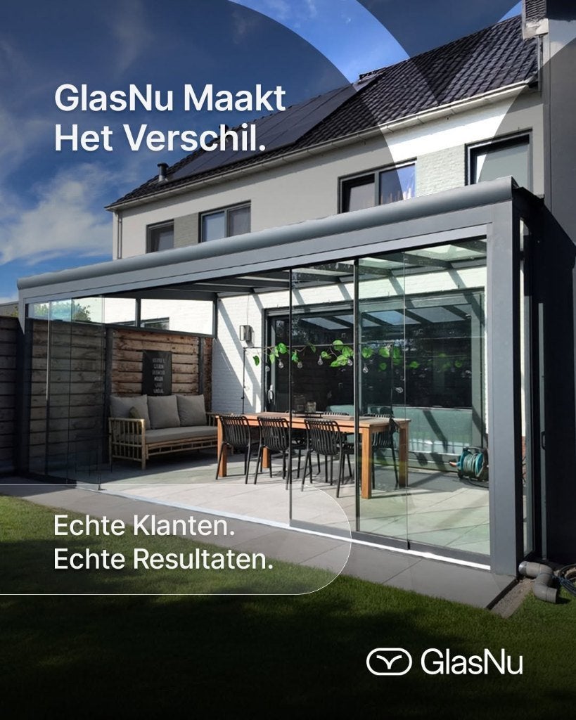 Glazen Schuifwanden voor Terrasoverkapping Vanaf 119,-, Garantie, Enkel of Dubbel glas