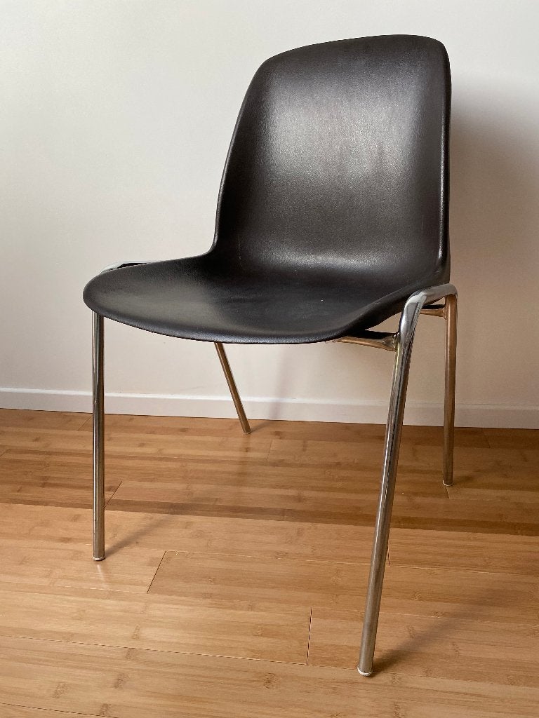 6 chaises empilables design vintage / style Helmut Starke, Huis en Inrichting, Stoelen, Ophalen, Gebruikt, Zwart, Helmut Starke