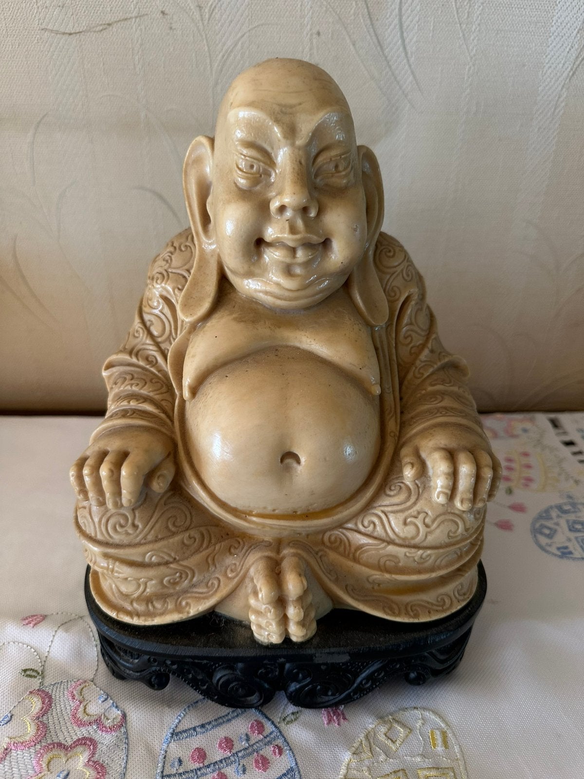 Decoratief beeld van een lachende monnik (Budai/Hotei), Ophalen, Zo goed als nieuw