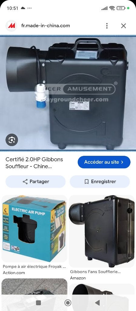 une soufflerie (ou gonfleur) pour structures gonflables, Ophalen, Gebruikt
