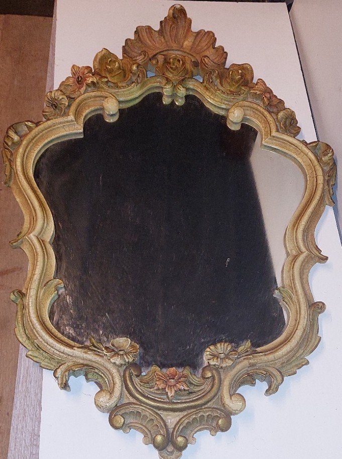 Miroir vintage baroque doré/miroir mural rococo, Enlèvement, Ovale, 50 à 100 cm, 100 à 150 cm