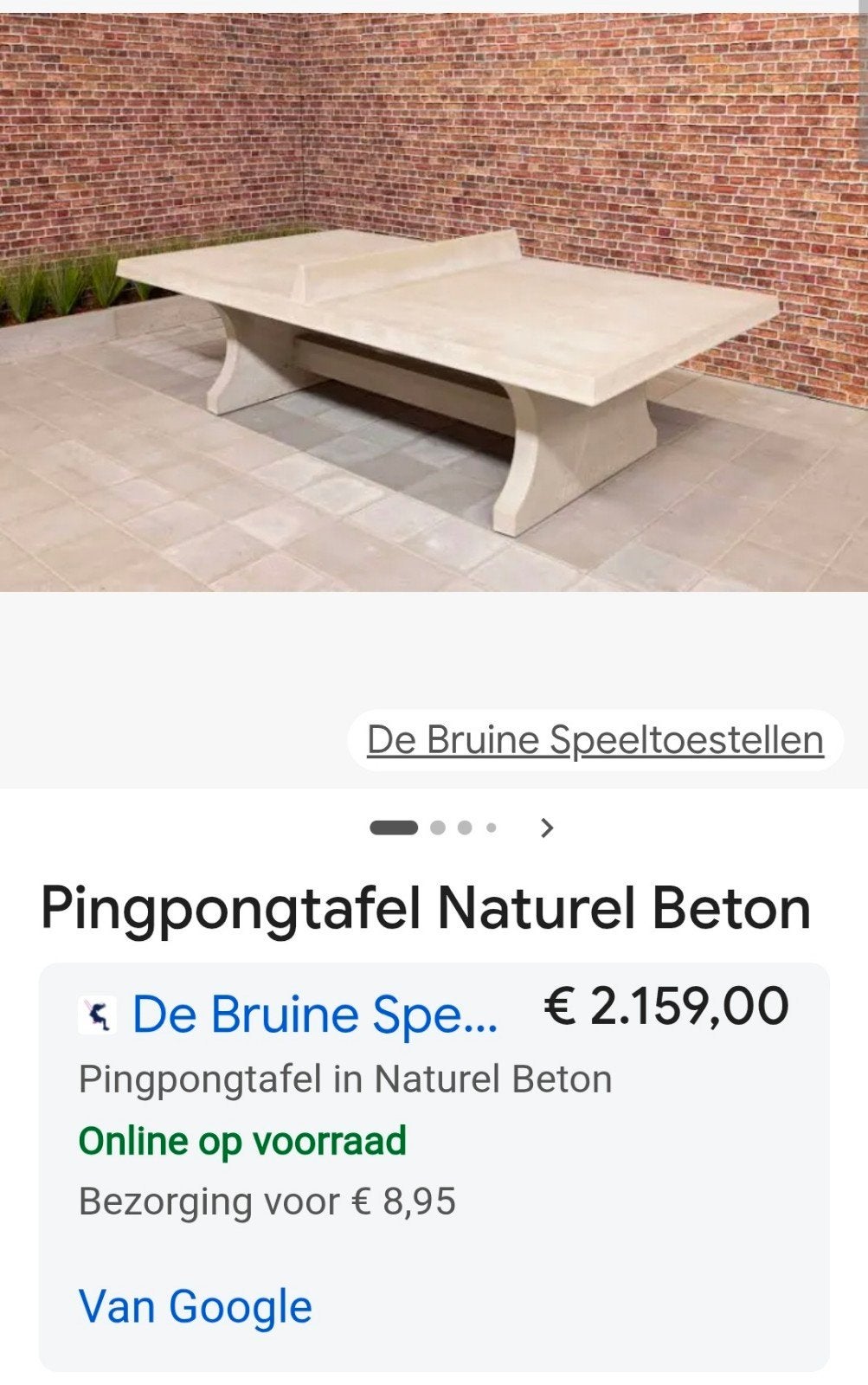 Betonnen tafeltennistafel (zeer zwaar), Enlèvement
