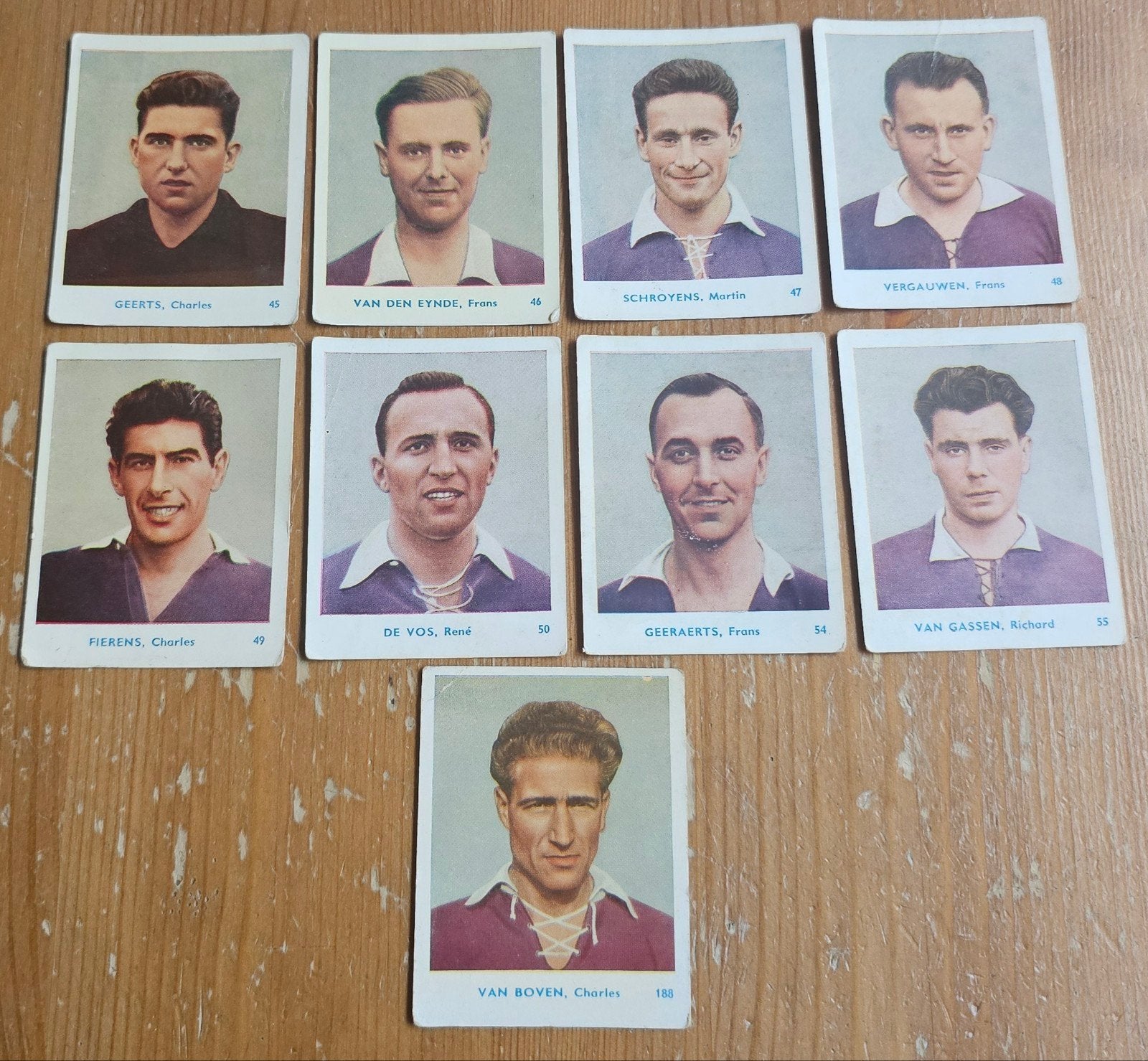 1952 BCG (pre panini) 9 Chromos Beerschot Football, Enlèvement ou Envoi, Comme neuf, Plusieurs images