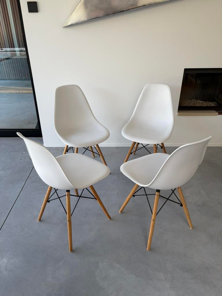 4 belles chaises look design scandinave, blanc-bois-metal, Ophalen, Zo goed als nieuw, Wit, Hout
