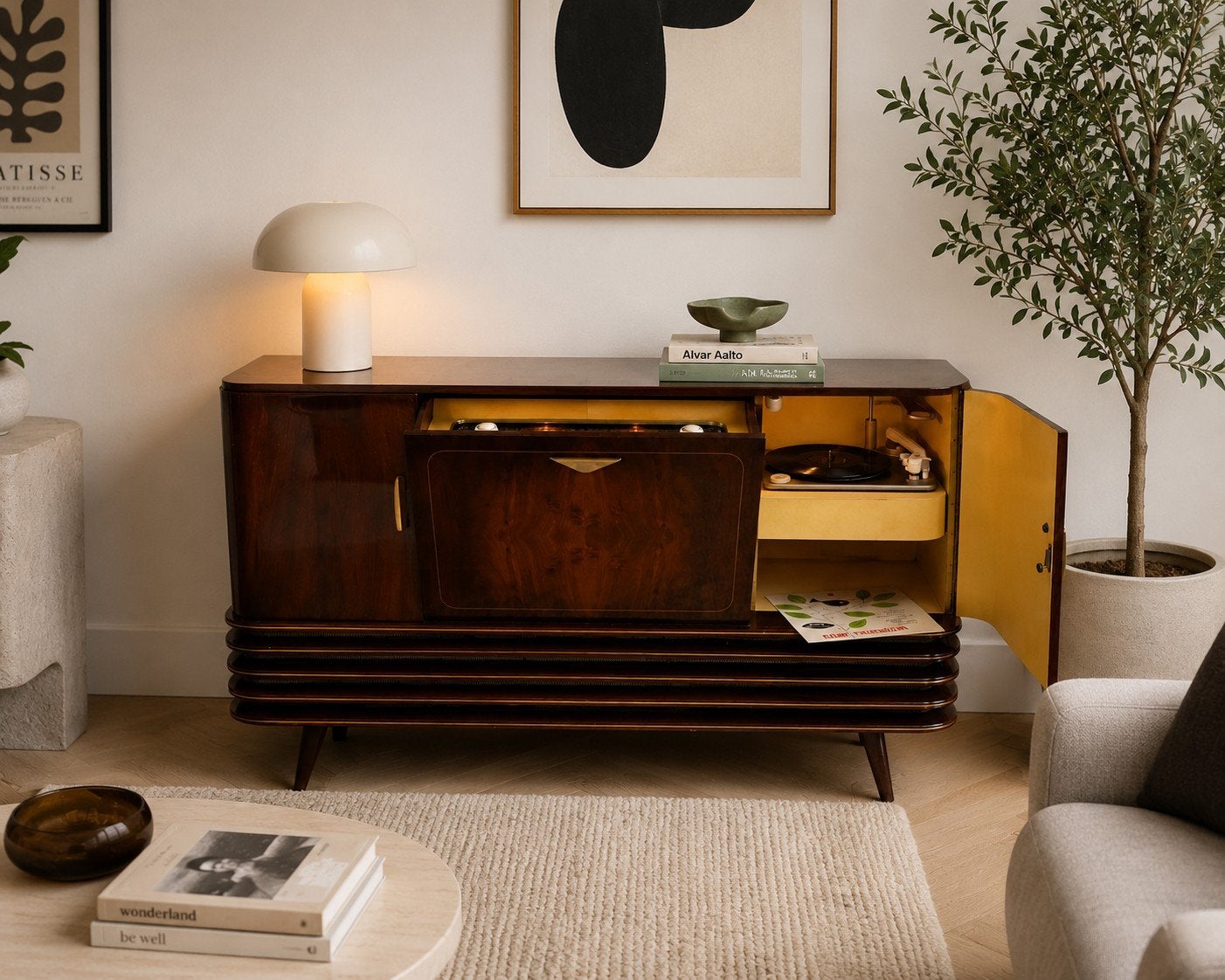 Radiomeubel Loewe Opta Atlanta 1958/59. Gerestaureerd, Antiquités & Art, Antiquités | TV & Hi-Fi, Enlèvement