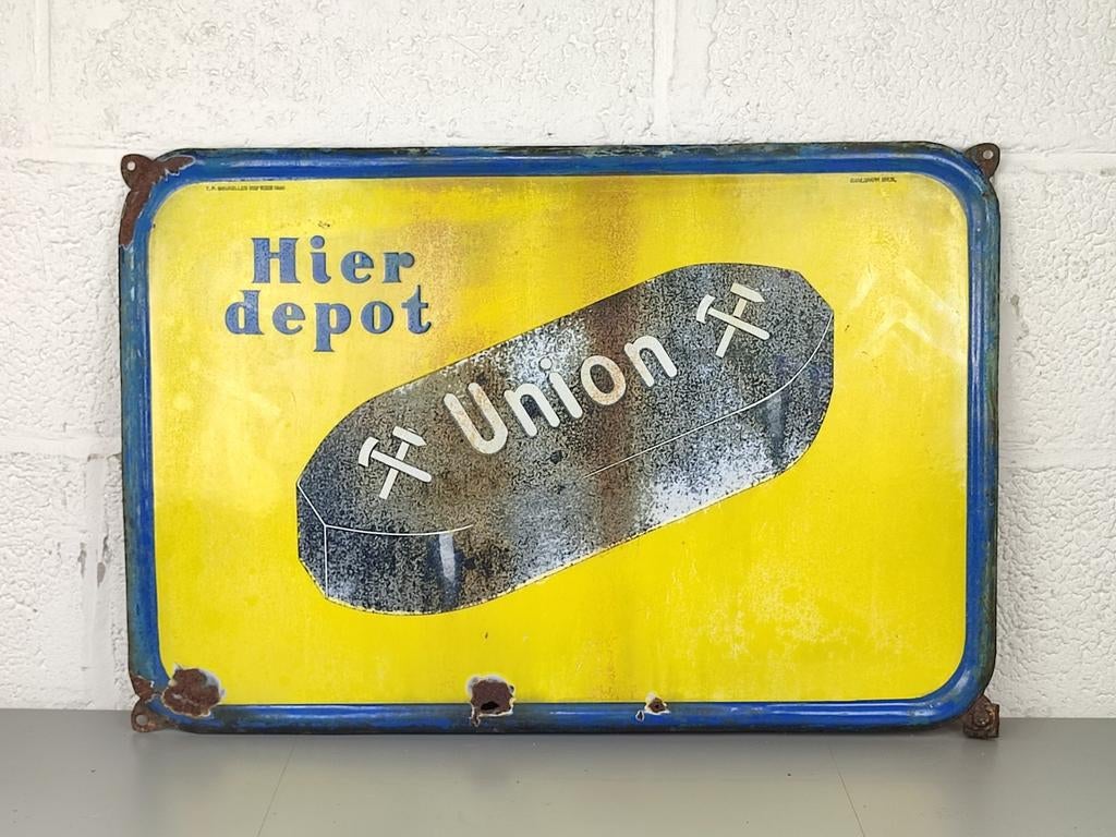 Emaille bord Union steenkool 1930's, Enlèvement ou Envoi, ., ., .