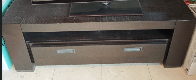 Meuble TV en bois massif avec grand tiroir, Moins de 100 cm, 100 à 150 cm, Enlèvement, Utilisé