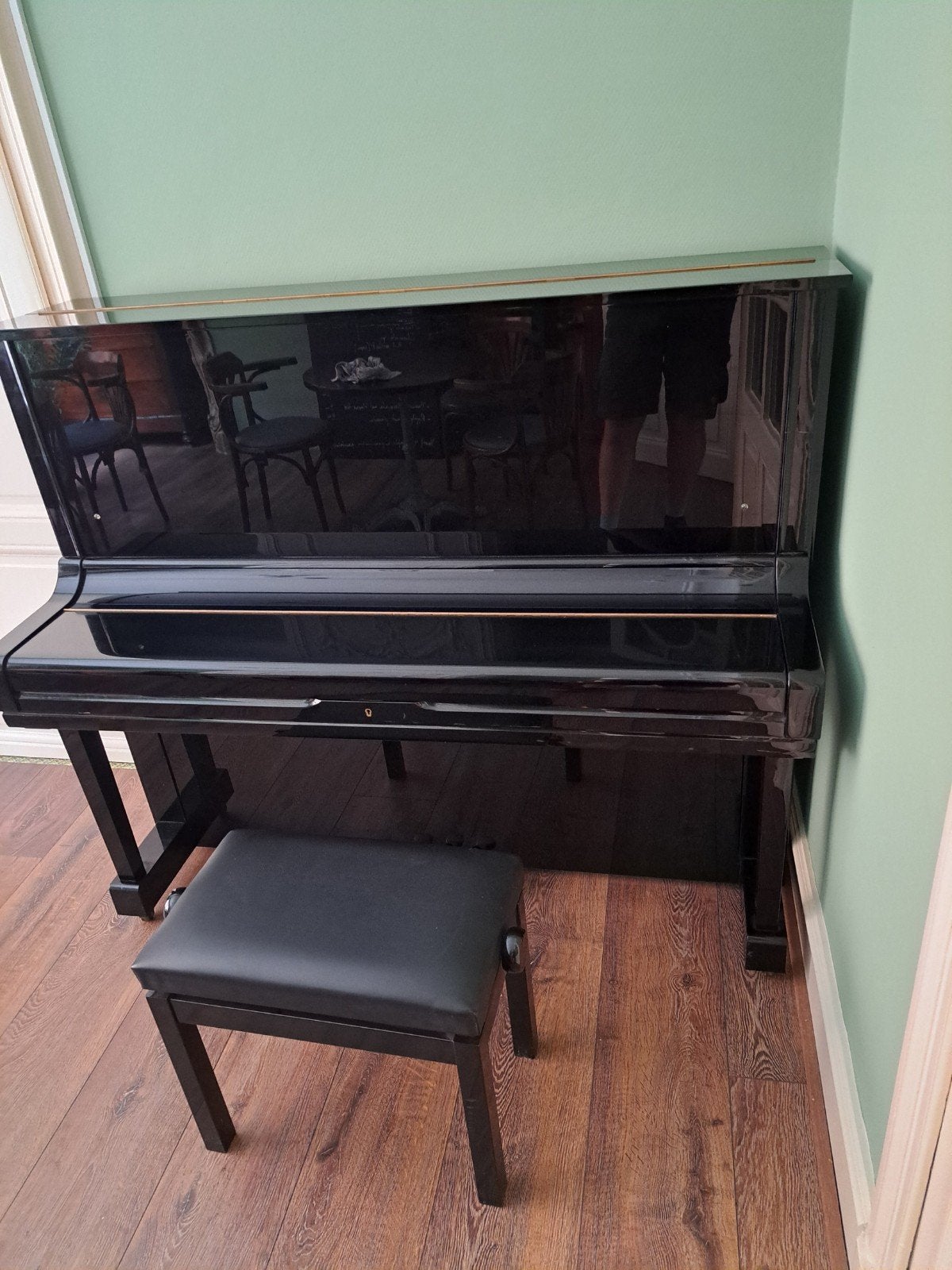 YAMAHA U3H AKOESTISCHE PIANO (ZWART HOOGGLANS) + STOEL, Muziek en Instrumenten, Ophalen, Zwart, Zo goed als nieuw, Piano