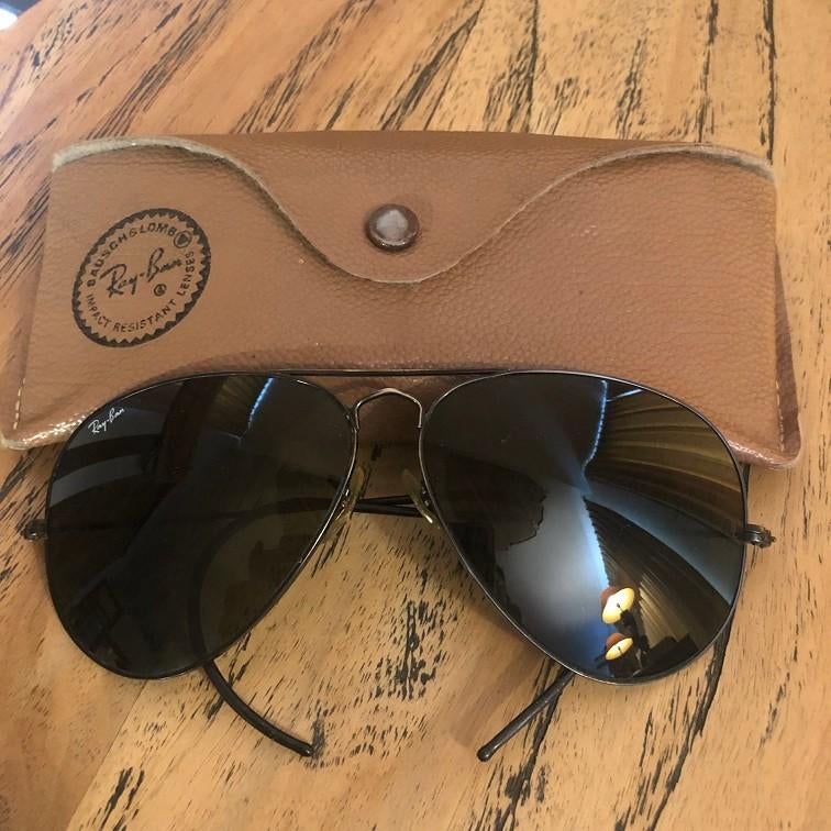 B&L Vintage Ray-Ban Aviator BLACK 62mm piloten zonnebril A6, Gebruikt, Zonnebril, Zwart, Ophalen of Verzenden