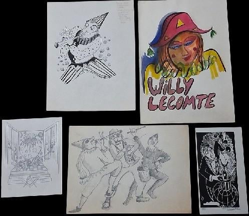 5 werken van Willy Lecomte., Antiquités & Art, Enlèvement ou Envoi