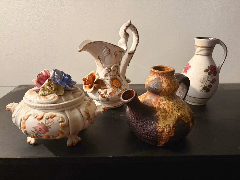 Vintage keramiek Bassano & West-Germany, Ophalen, Gebruikt, Meerkleurig, Steen/keramiek