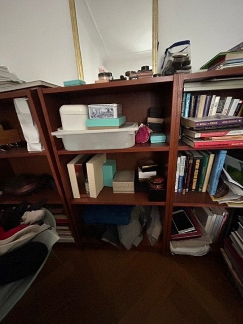 4 bibliothèques IKEA brunes 60105 cm, Maison & Meubles, 25 à 50 cm, Comme neuf, Quatre bibliothèques IKEA couleur bois brun, Enlèvement