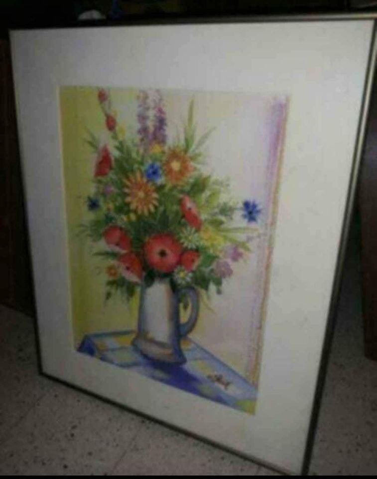 aquarelle bouquet de fleur signe oscar glacé, Antiquités & Art, Art | Peinture | Classique, Enlèvement ou Envoi, Aquarelle