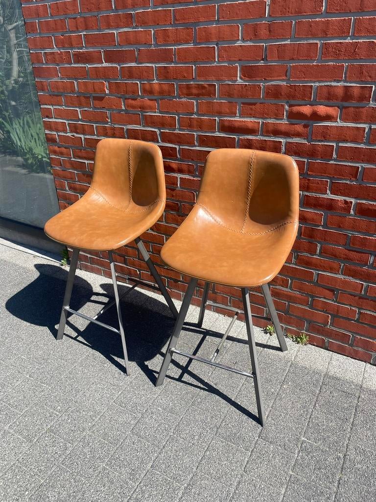 Leder barkrukken 2 stuks, Huis en Inrichting, Ophalen, Zo goed als nieuw