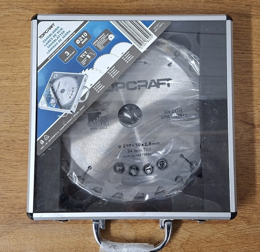 Topcraft cirkelzagen diameter 210mm met 24, 48 en 60 tanden., Ophalen of Verzenden, Nieuw