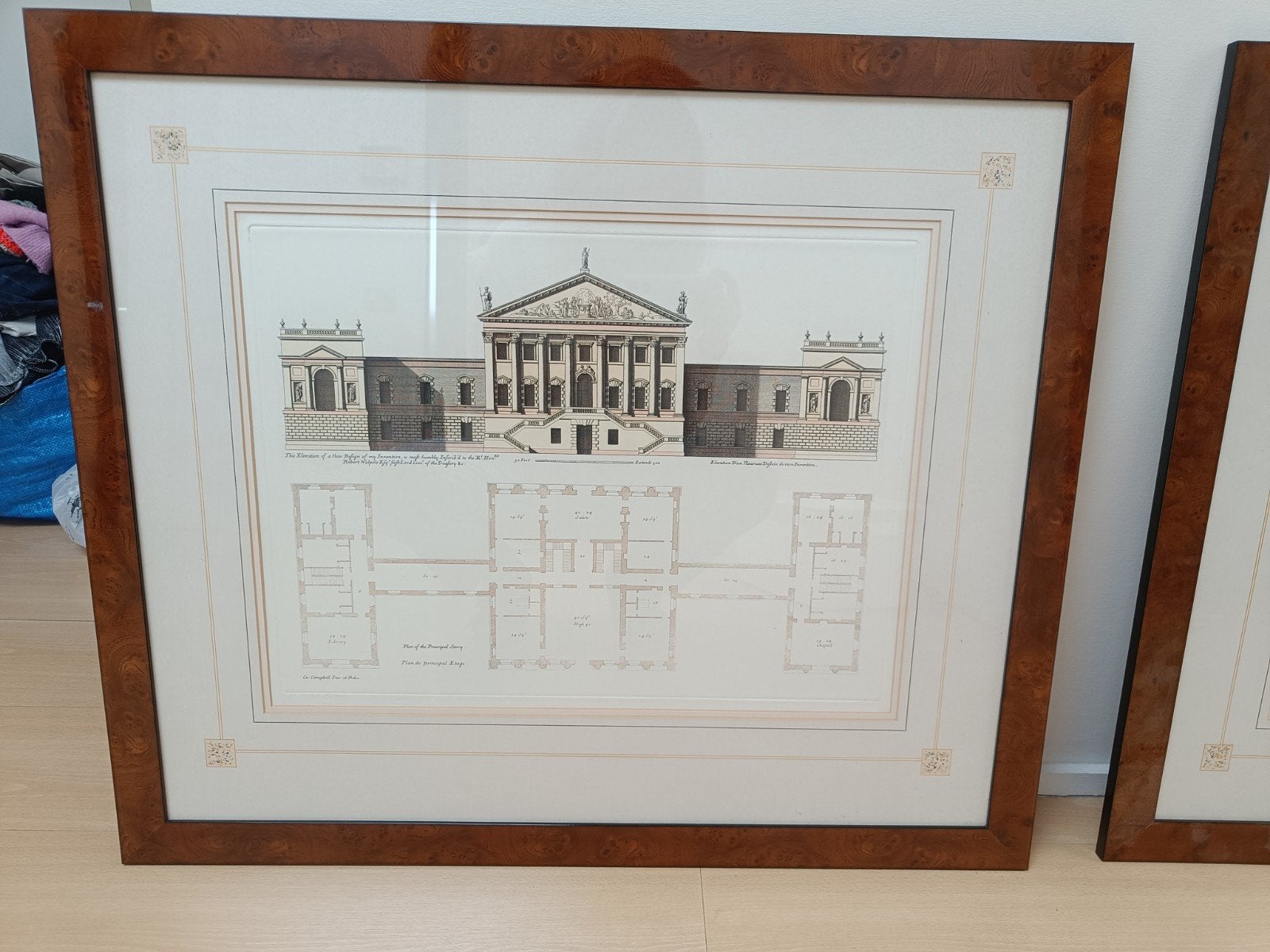 2 Antieke kaders met plannen, Antiek en Kunst, Kunst | Litho's en Zeefdrukken, Ophalen