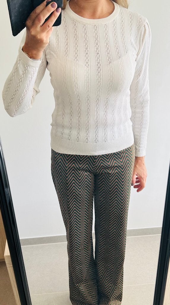 Ajour knit pullover ecru NIEUW, Kleding | Dames, Maat 38/40 (M), Wit, Nieuw, Ophalen of Verzenden
