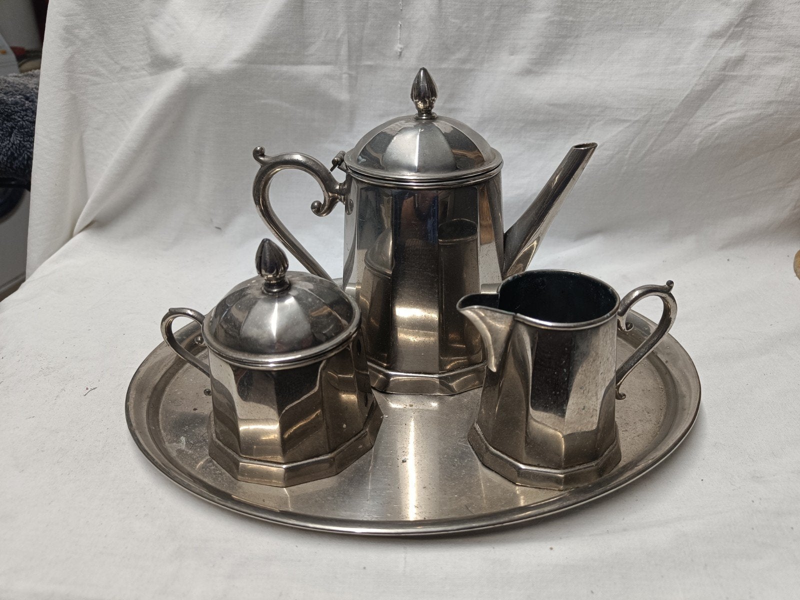 thee servies zilver met dienblad, Antiek en Kunst, Ophalen