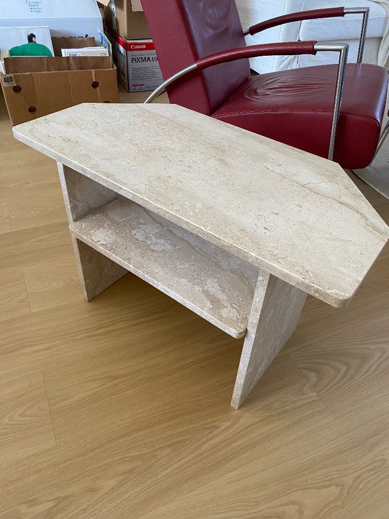 Table d'appoint en travertin, Enlèvement, 75 cm ou plus, Autres matériaux, Autres formes