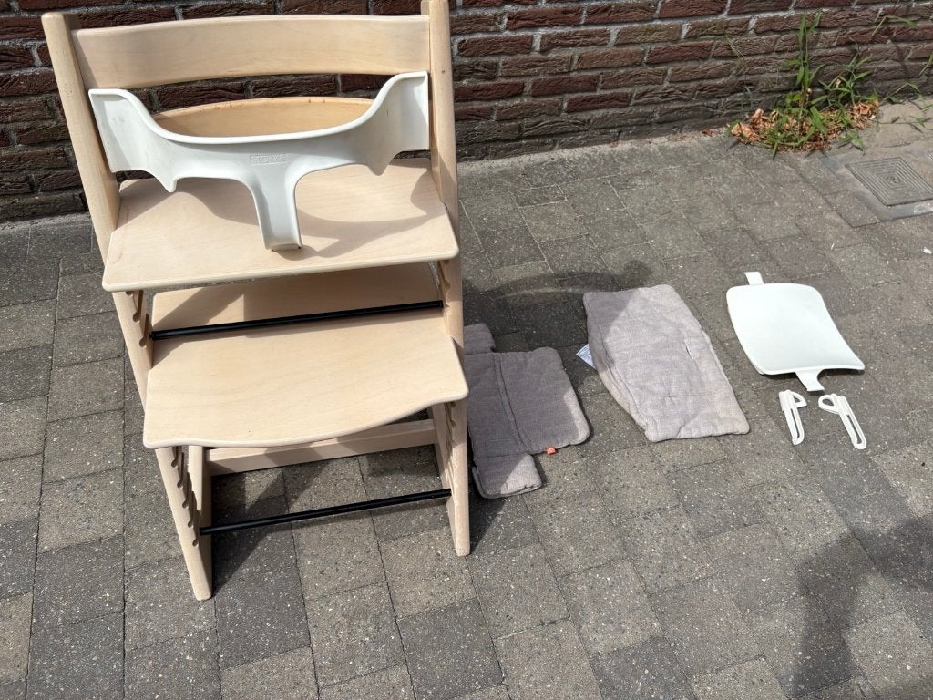 Stokke Tripp Trapp kinderstoel met babyset en eetblad, Kinderen en Baby's, Ophalen, Gebruikt
