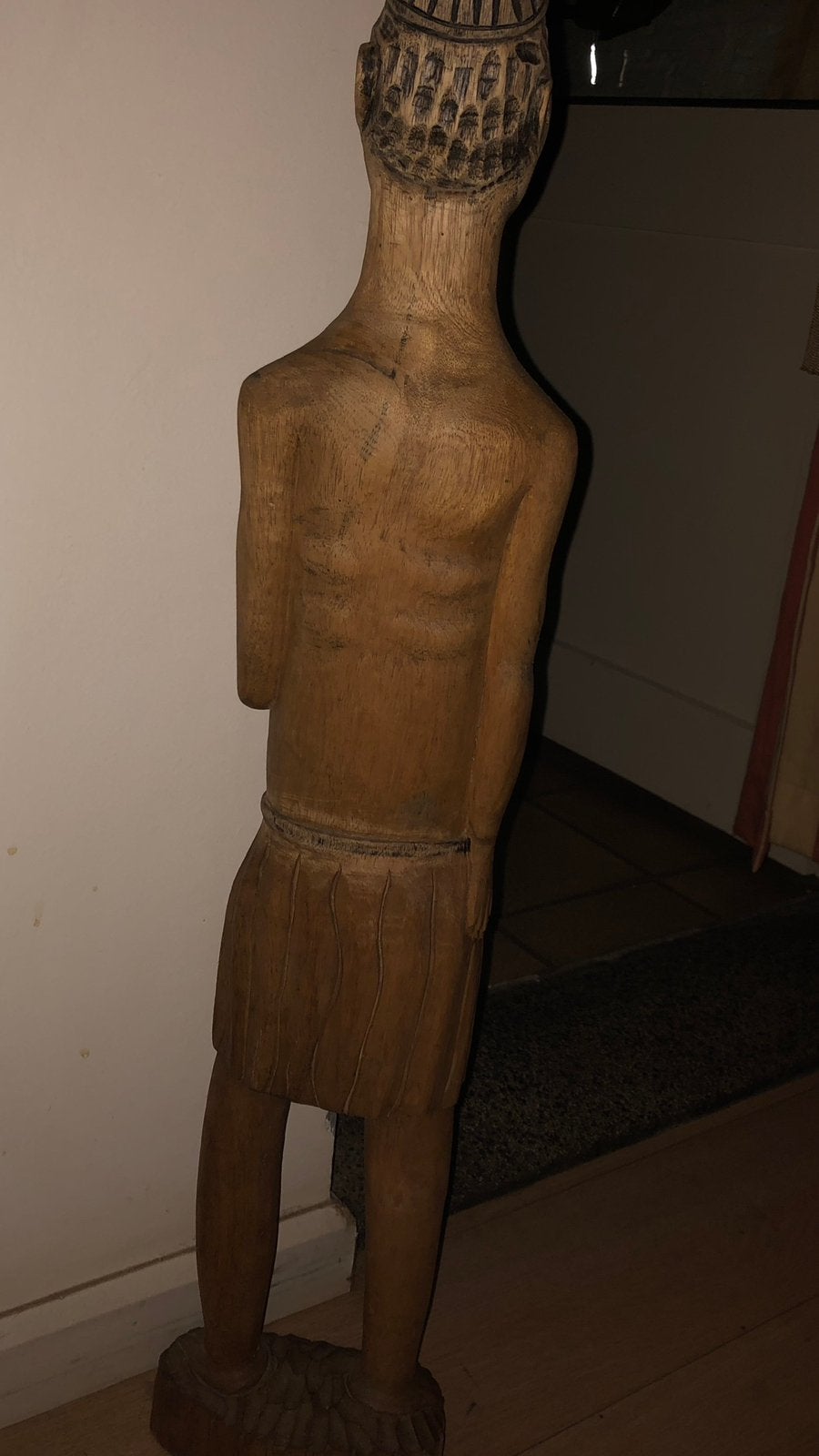 Houten beeld man 70 hoog, Antiek en Kunst, Ophalen of Verzenden, Beeld, Man