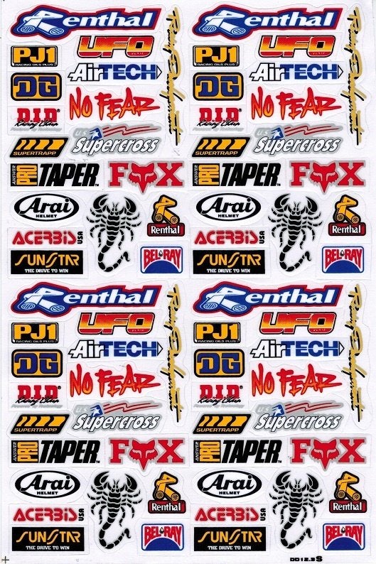 Renthal Bel-Ray DID Acerbis UFO Arai stickerset motor helm, Motoren, Ophalen of Verzenden