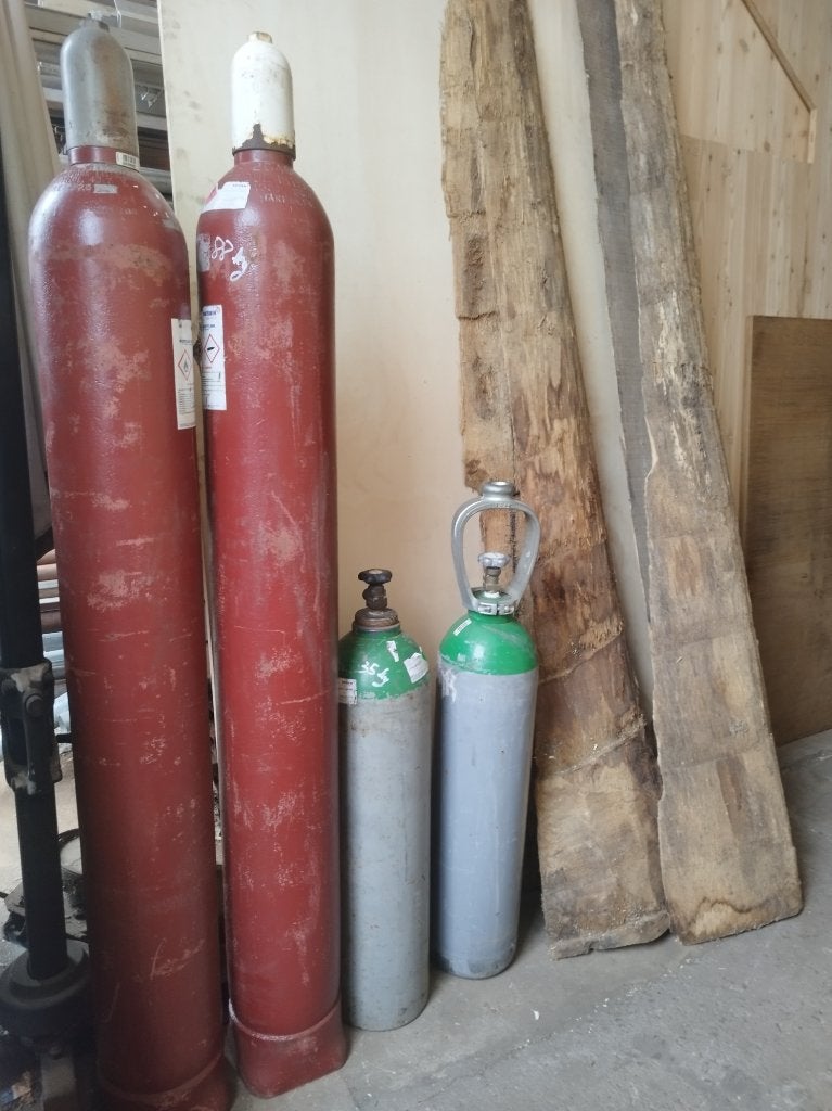 Acetyleen 50L en Argon 20 L flessen - Messer, Doe-het-zelf en Bouw, Gereedschap | Lasapparaten, Gebruikt, Tig, 250 ampère, Ophalen