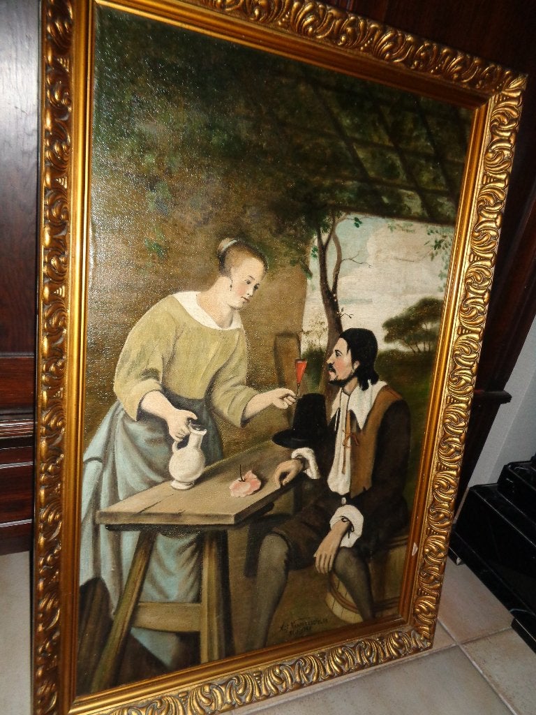 Prachtige gesigneerde & gedateerde (1939) antieke schilderij, Ophalen of Verzenden, Bijzondere lijst, Paneel