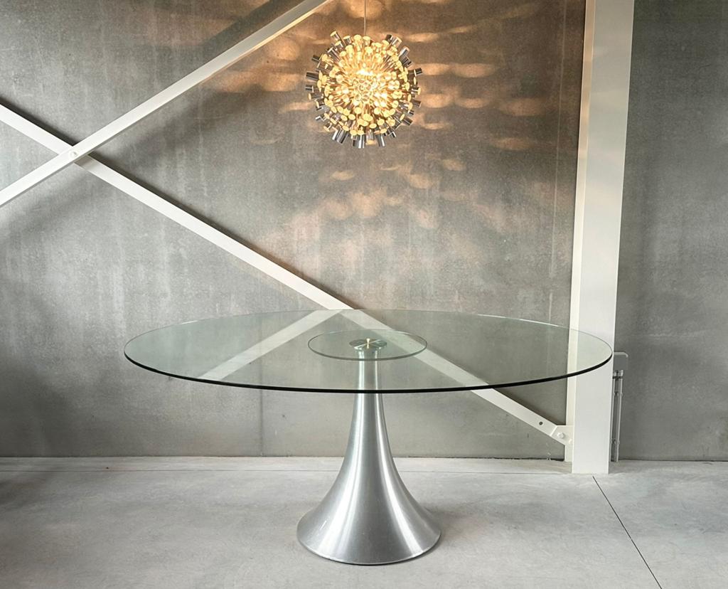 Vintage aluminium design eetkamertafel 1980s, Antiquités & Art, Antiquités | Meubles | Tables, Enlèvement