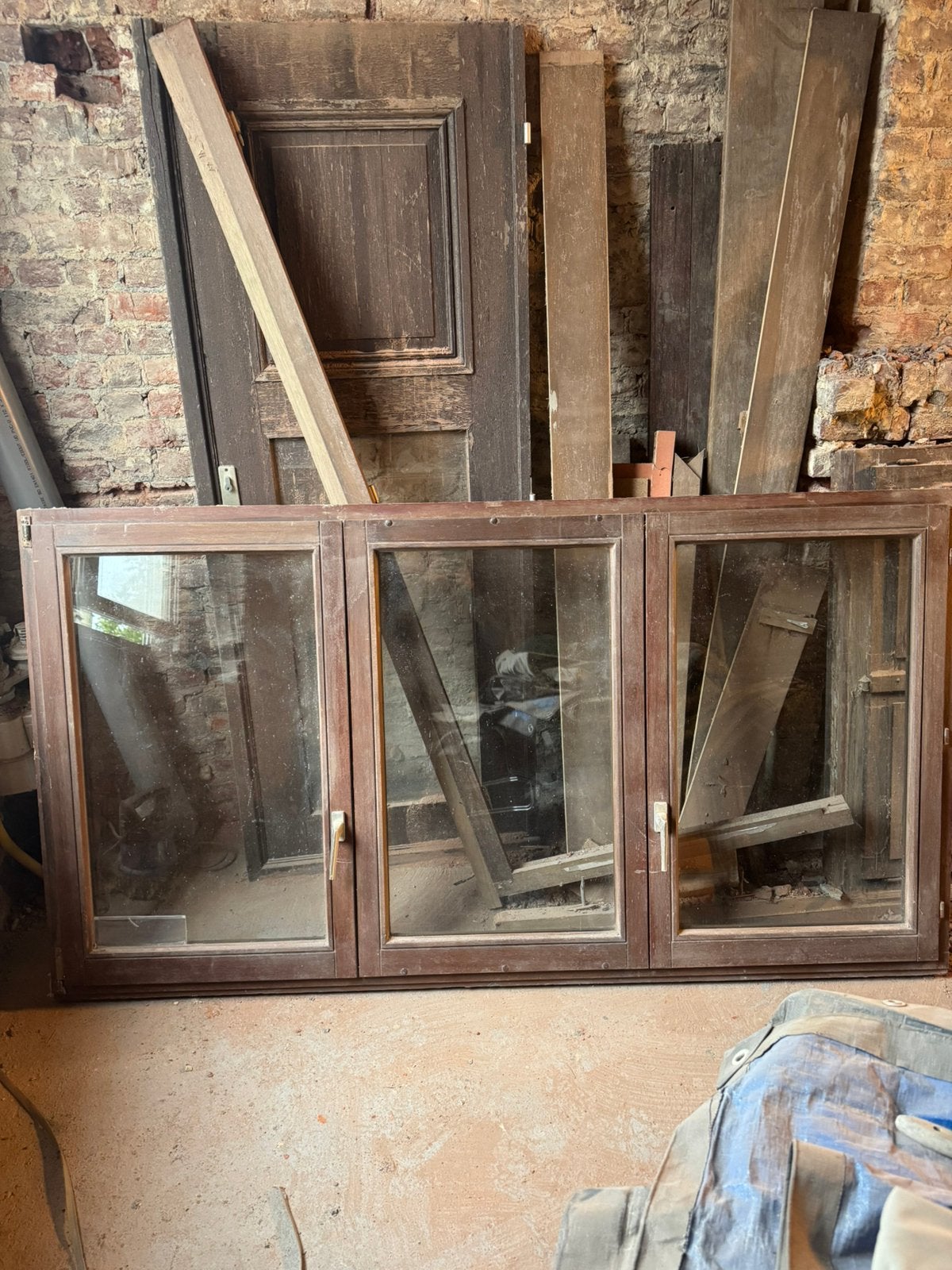 Houten raam, Bricolage & Construction, Double vitrage, 160 cm ou plus, Fenêtre de façade ou Vitre, Enlèvement