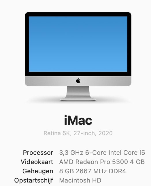 Imac Retina 5k, 27inch, Ophalen, SSD, IMac, 512 GB