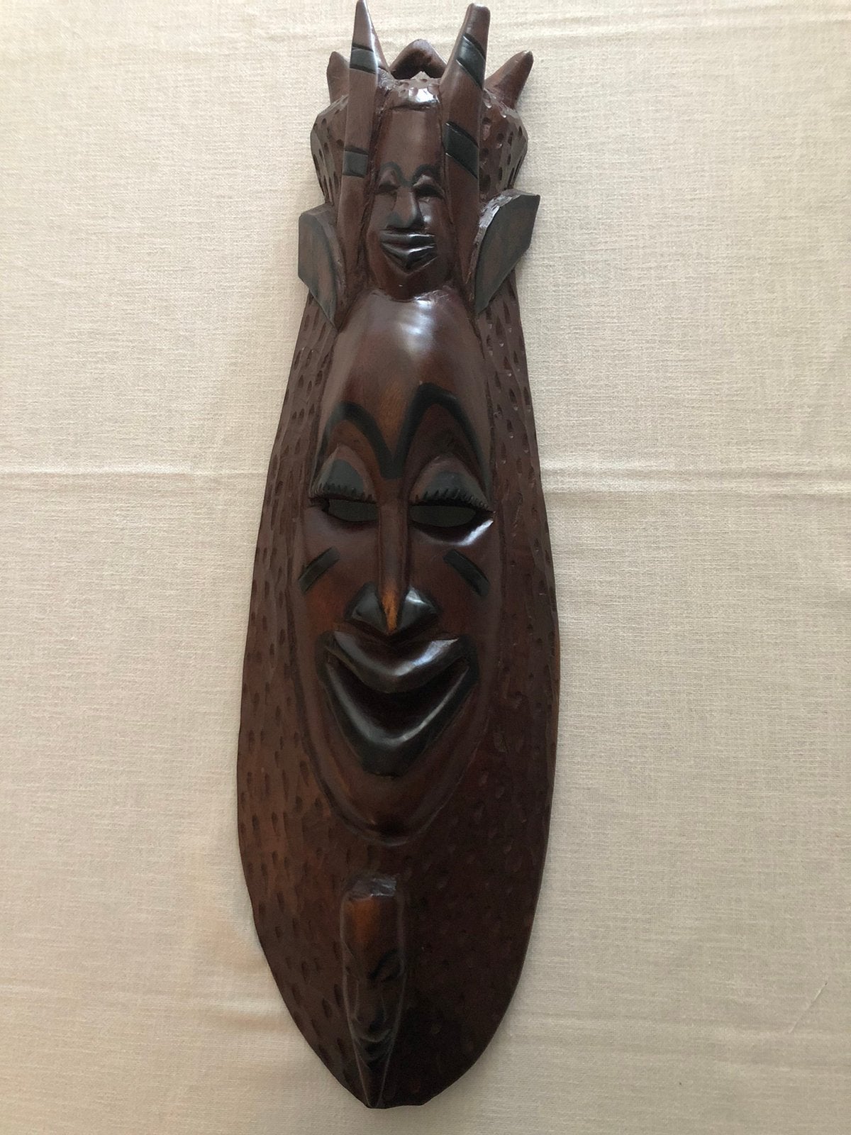 Masker in hout, hoogte 73 cm, Antiek en Kunst, Ophalen, Masker, Hout