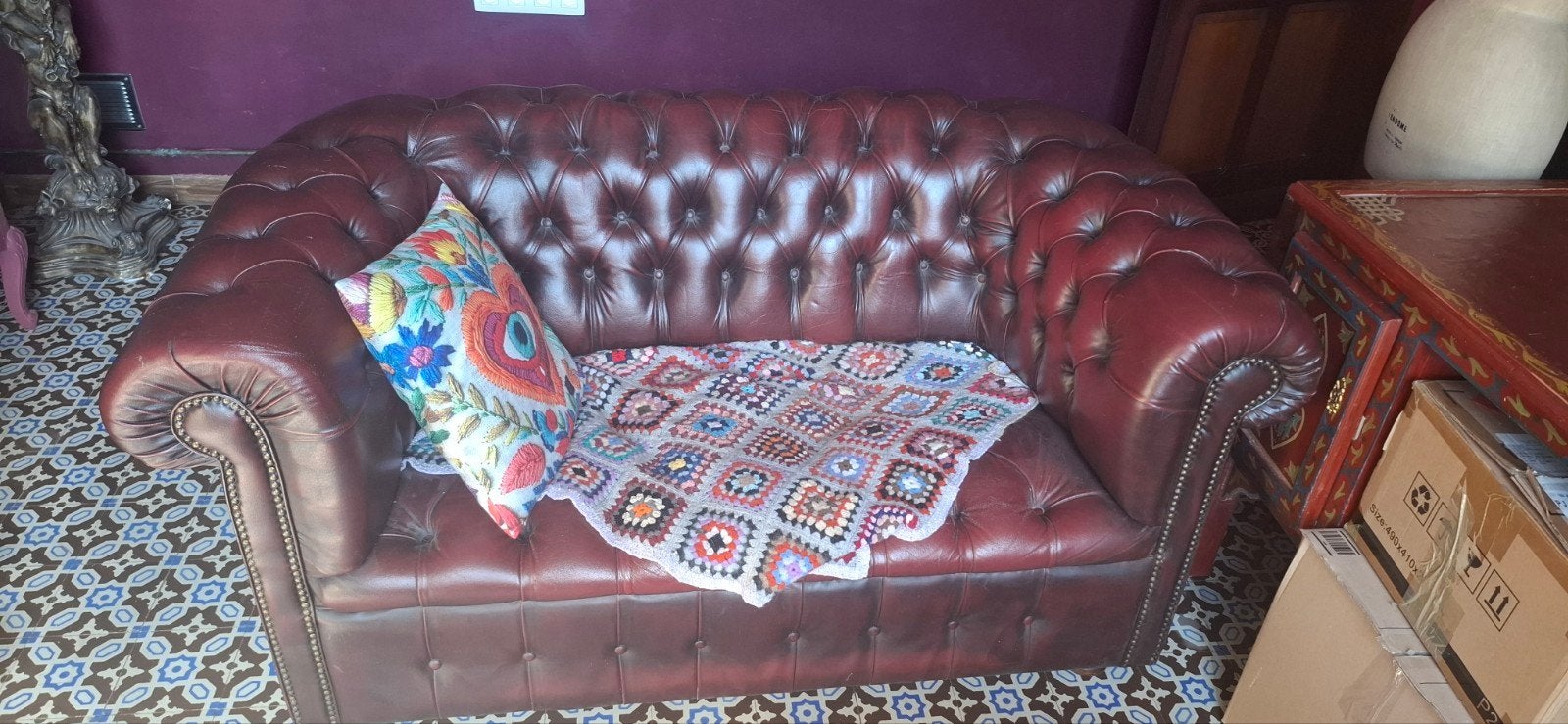 Chesterfield leren bank, Huis en Inrichting, Zetels | Zetels, Ophalen, Leer